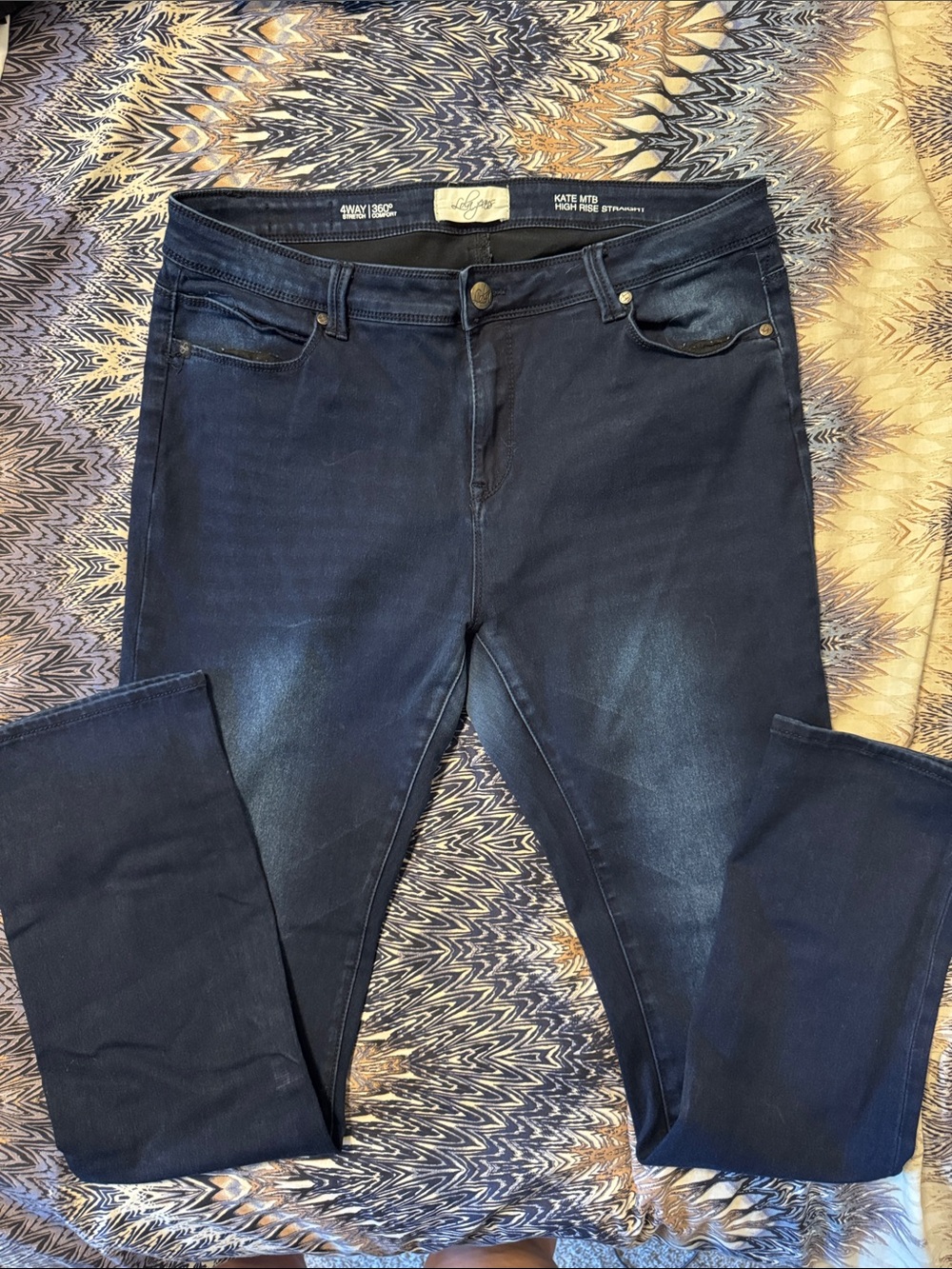 Lola Brand Navy Dark Wash High Rise Straight Jeans